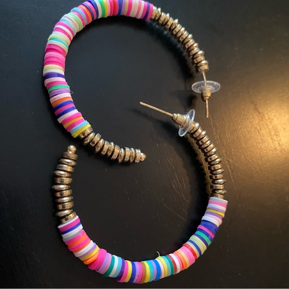 Multi-color Gold Hoops - Picture 2 of 3